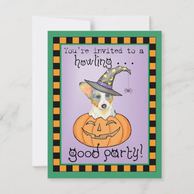 Halloween Cardigan Welsh Corgi-inbjudan Kort (Framsida)