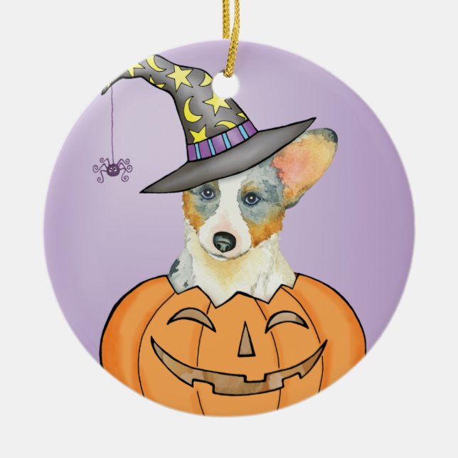 Halloween Cardigan Welsh Corgi Julgransprydnad Keramik (Framsidan)