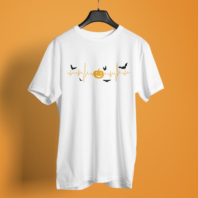Halloween Cardiogram Pumpkins Fladdermus T Shirt (Skapare uppladdad)