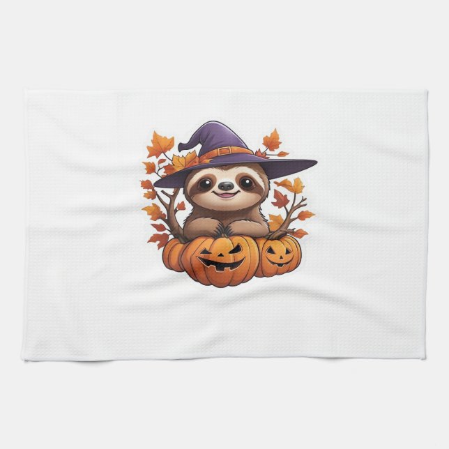 Halloween Cartoon Sloth Classic T-Shirt Kökshandduk (Horisontell)