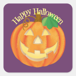 Halloween Carved Pumpkin Sticker Fyrkantigt Klistermärke