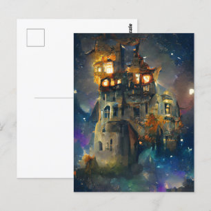 Halloween Castle, Halloween Ghost, Japansk Art P Vykort