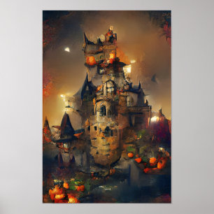 Halloween Castle, japansk Art Manga Poster