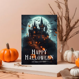 Halloween Castle Pumpkins Måne Card Kort