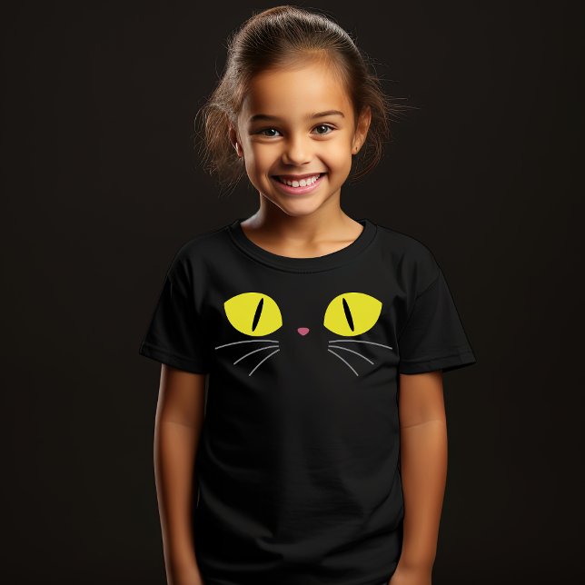 Halloween Cat Ansikte Gult Ögon Whiskers T Shirt (Skapare uppladdad)