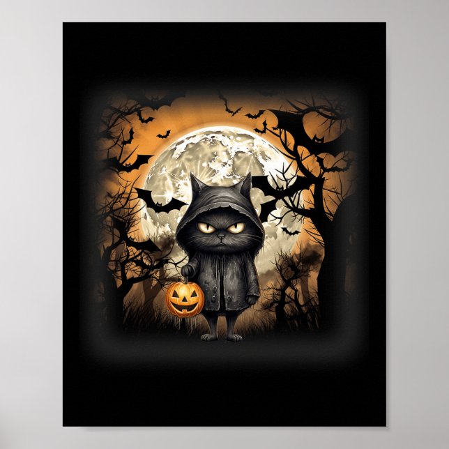Halloween Cat Black Cat Halloween Scary Cat Arg Poster (Framsidan)