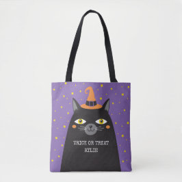 Halloween Cat Bus eller godis till säcken Tygkasse