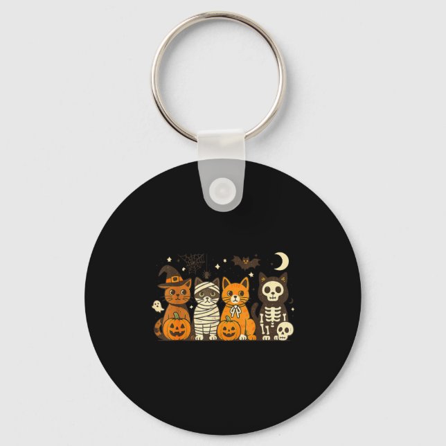 Halloween Cat Costumes Ghost Witch Mummy Men Women Nyckelring (Framsida)