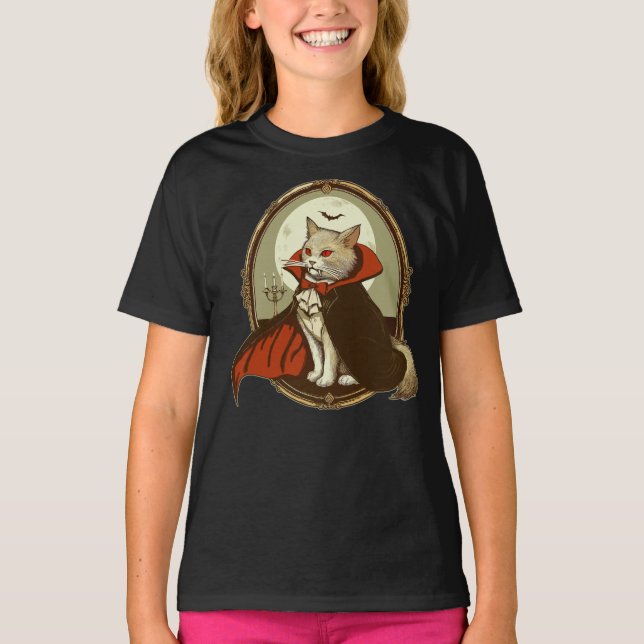 Halloween Cat, Count Catula T Shirt (Framsida)