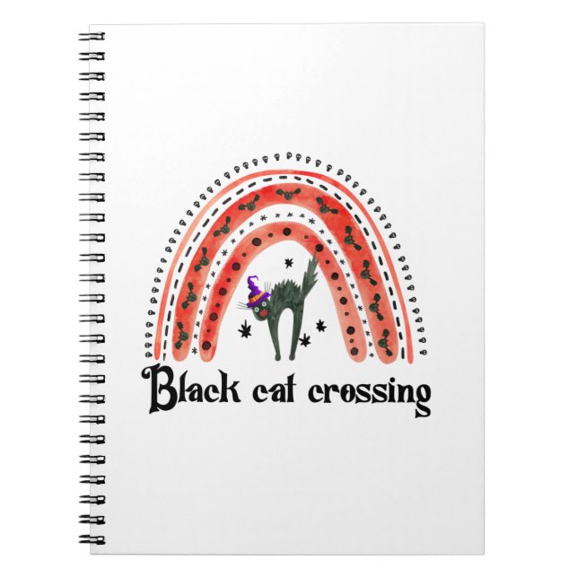Halloween Cat Crossing Anteckningsbok (Framsidan)