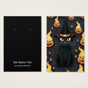 Halloween Cat Earring Visning Card Visitkort
