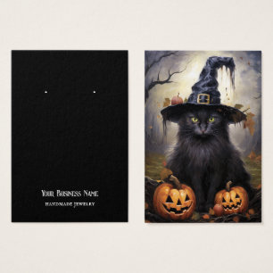 Halloween Cat Earring Visning Card Visitkort