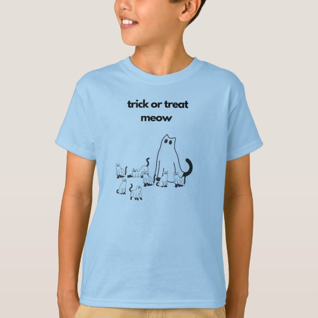 Halloween Cat Family Girl-pojkens T-Shirt (Framsida)