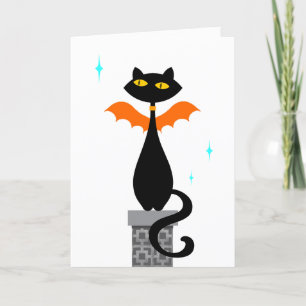 Halloween Cat Fladdermus Helgkort