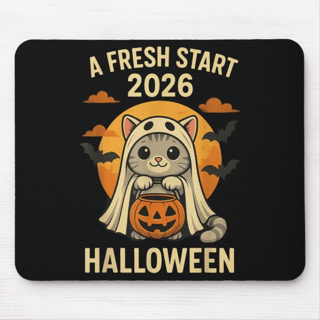 Halloween Cat Ghost Graphic - Fresh Start 2026  Musmatta (Framsidan)