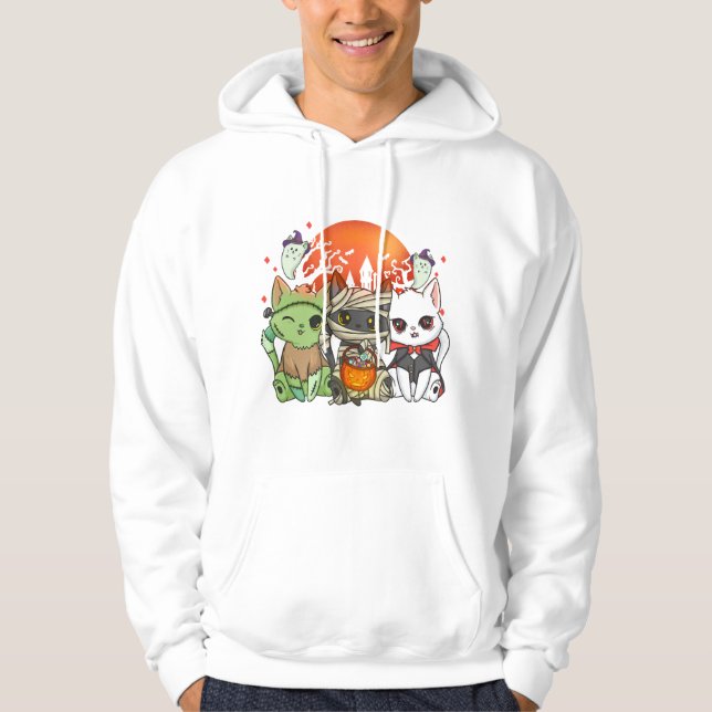 Halloween Cat Halloween Costume Hoodie (Framsida)