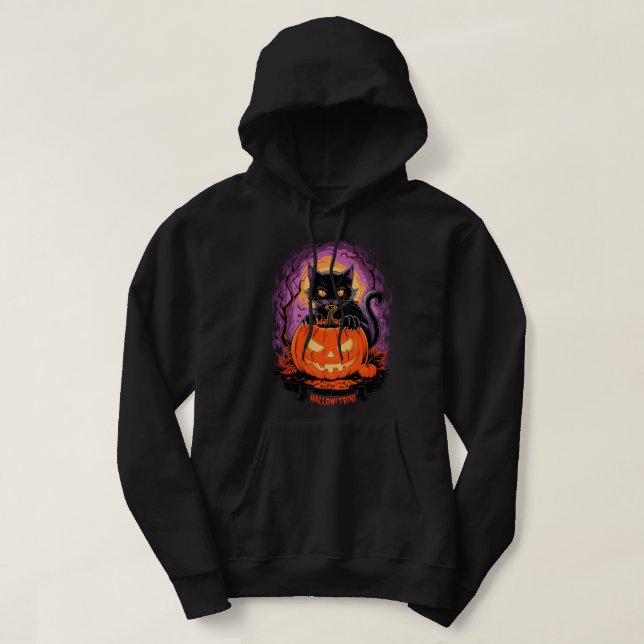 Halloween Cat HalloweenTrini Hoodie (Design framsida)
