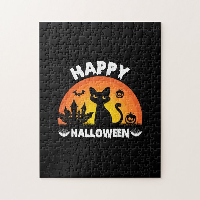 Halloween Cat Happy halloween Birthday Pussel (Vertikal)