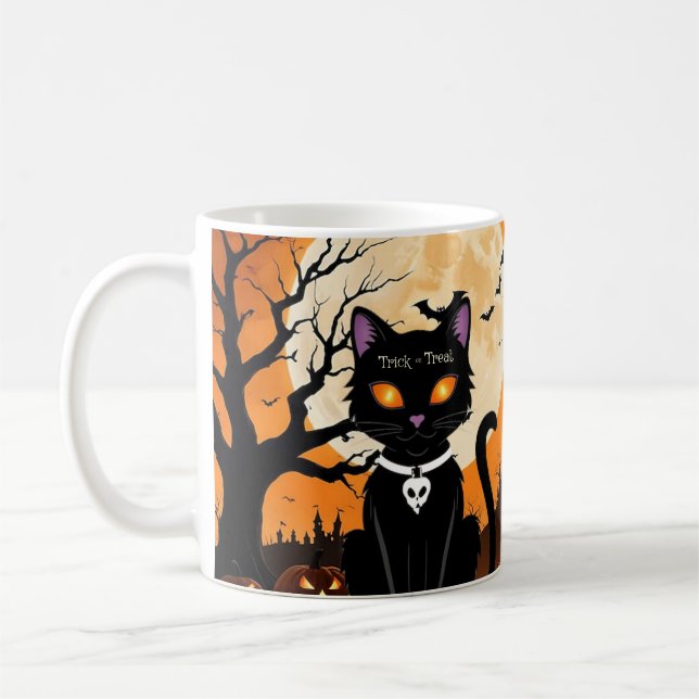 Halloween Cat (Happy halloween, familjegåva) Kaffemugg (Vänster)