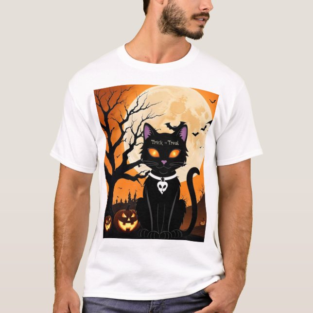 Halloween Cat (Happy halloween, familjegåva) T Shirt (Framsida)