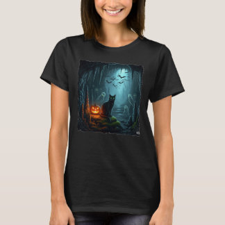 Halloween Cat i en hemsökt grotta! T Shirt