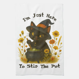 Halloween Cat - jag är bara här för att dra ut Pot Kökshandduk