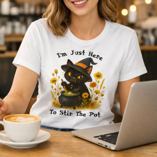 Halloween Cat - jag är bara här för att dra ut Pot T Shirt