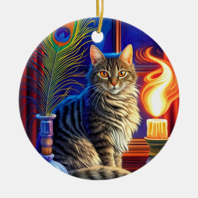 Halloween Cat Julgransprydnad Keramik (Framsidan)