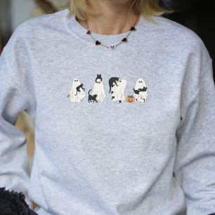 Halloween Cat Lover Cute Ghost Women's Sweatshirt T Shirt