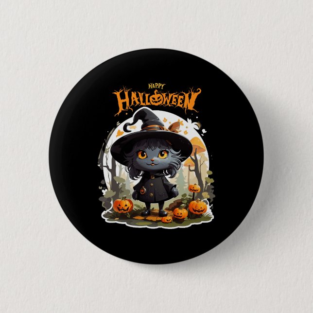Halloween Cat Lovers Funny Spooky Halloween Scary Knapp (Framsida)