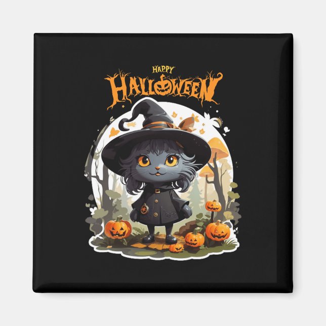 Halloween Cat Lovers Funny Spooky Halloween Scary Magnet (Framsidan)