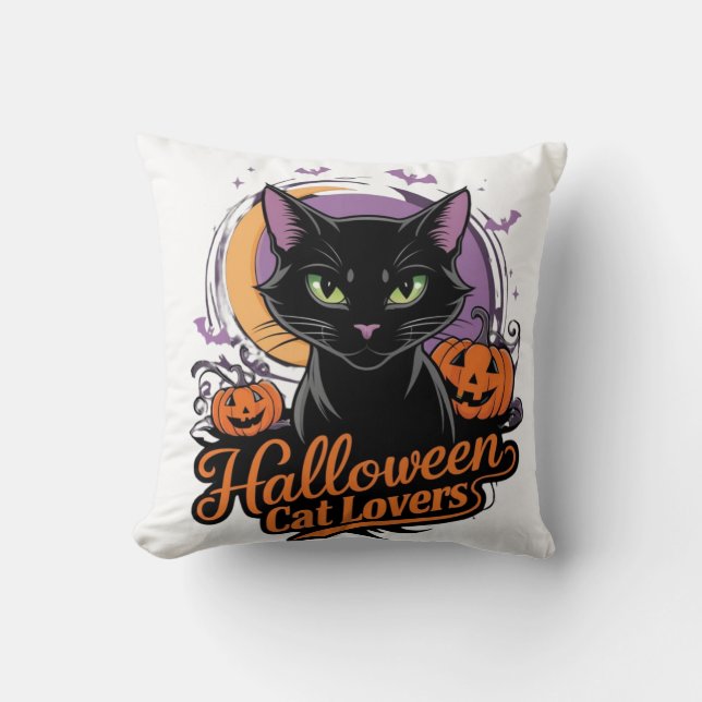 Halloween Cat Lovers Kudde (Framsida)