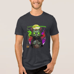 Halloween & Cat Lovers ’Zombie Whiskers’ Funny T Shirt