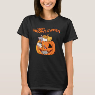 Halloween Cat LYCKLIG MEOWLOWEEN Jack o lantern P T Shirt