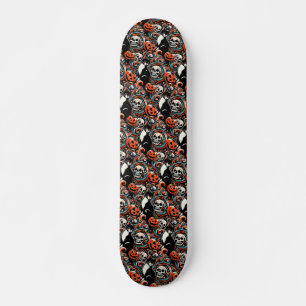 Halloween Cat med Pumpkins Mini Skateboard Bräda 18,5 Cm