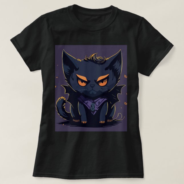 Halloween Cat Meow T Shirt (Design framsida)