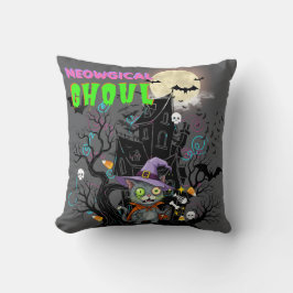 Halloween Cat ’Meowgical Ghoul’ Witch Kitten Kudde