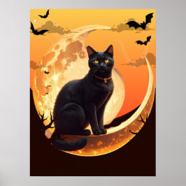 Halloween Cat Modern Poster