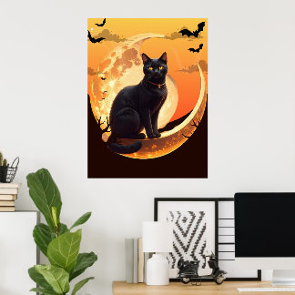 Halloween Cat Modern Poster