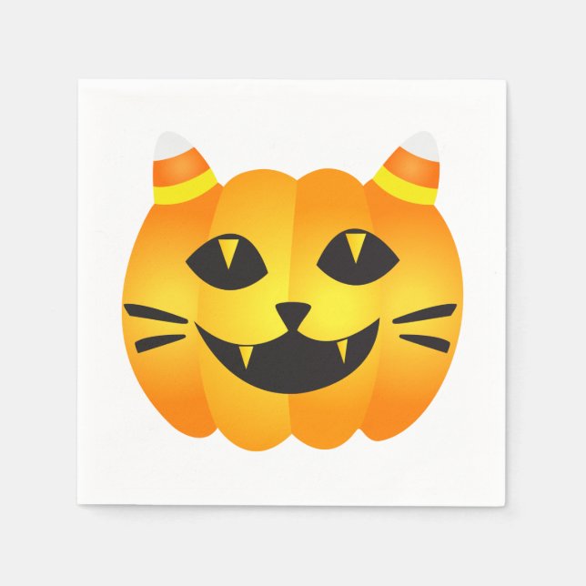 Halloween Cat-o'-Lantern Pappersservett (Framsidan)