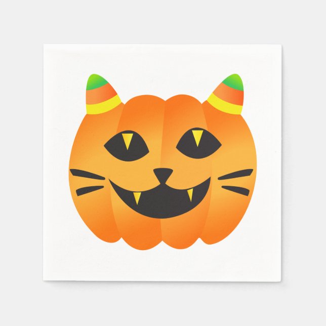 Halloween Cat-o'-Lantern Pappersservett (Framsidan)