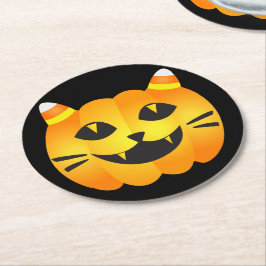 Halloween Cat-o'-Lantern Underlägg Papper Rund