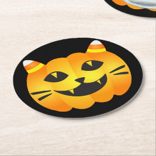 Halloween Cat-o'-Lantern Underlägg Papper Rund