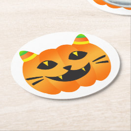 Halloween Cat-o'-Lantern Underlägg Papper Rund