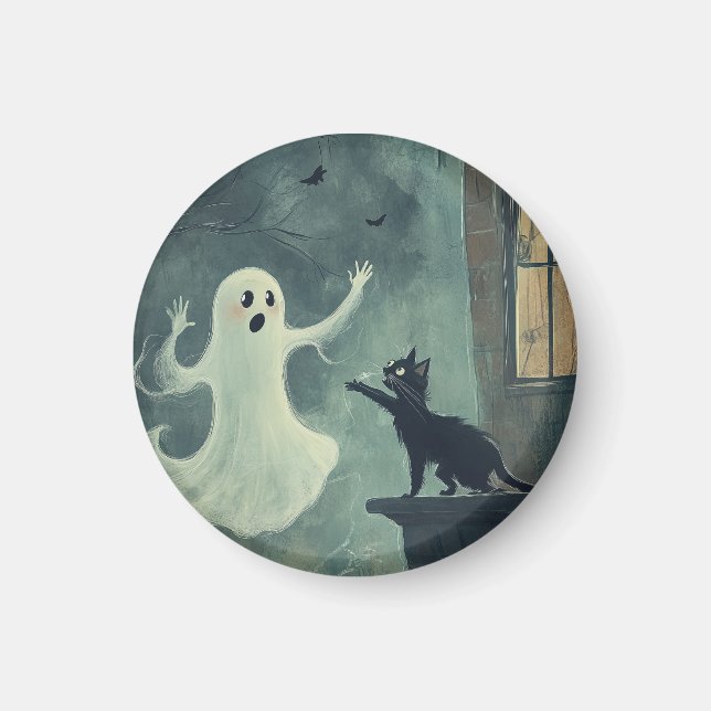 Halloween Cat och Ghost Magnet (Framsidan)