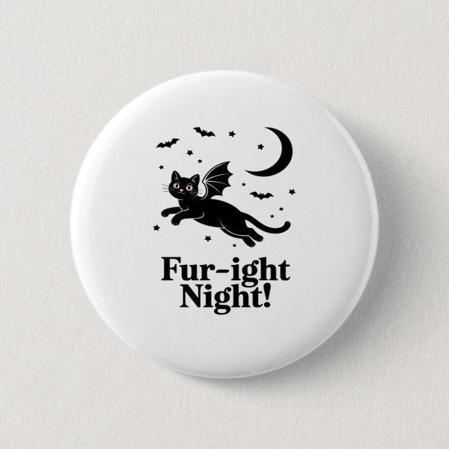 Halloween Cat och Pumpkin Friends Cute Spooky Shir Knapp (Framsida)