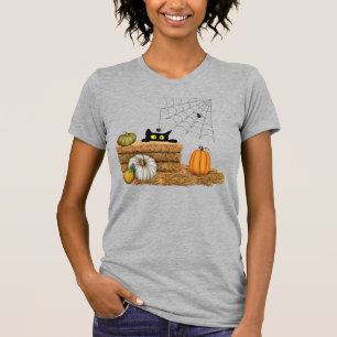 Halloween Cat och Spider T Shirt