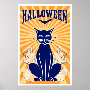Halloween Cat och Spöken Poster