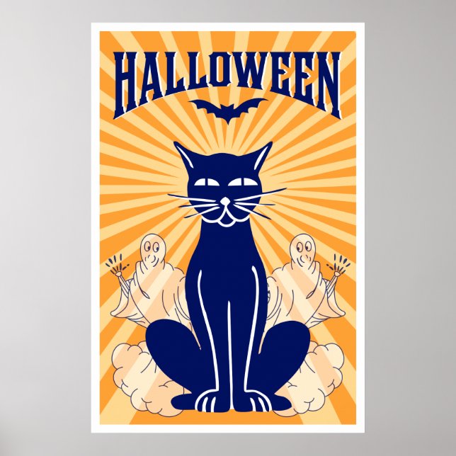 Halloween Cat och Spöken Poster (Framsidan)