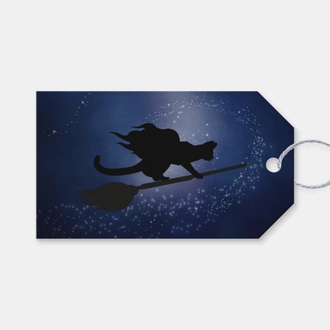 Halloween Cat på ett rum i en Märkre med Nattgåva  Presentetikett (Framsidan (Horisontell))